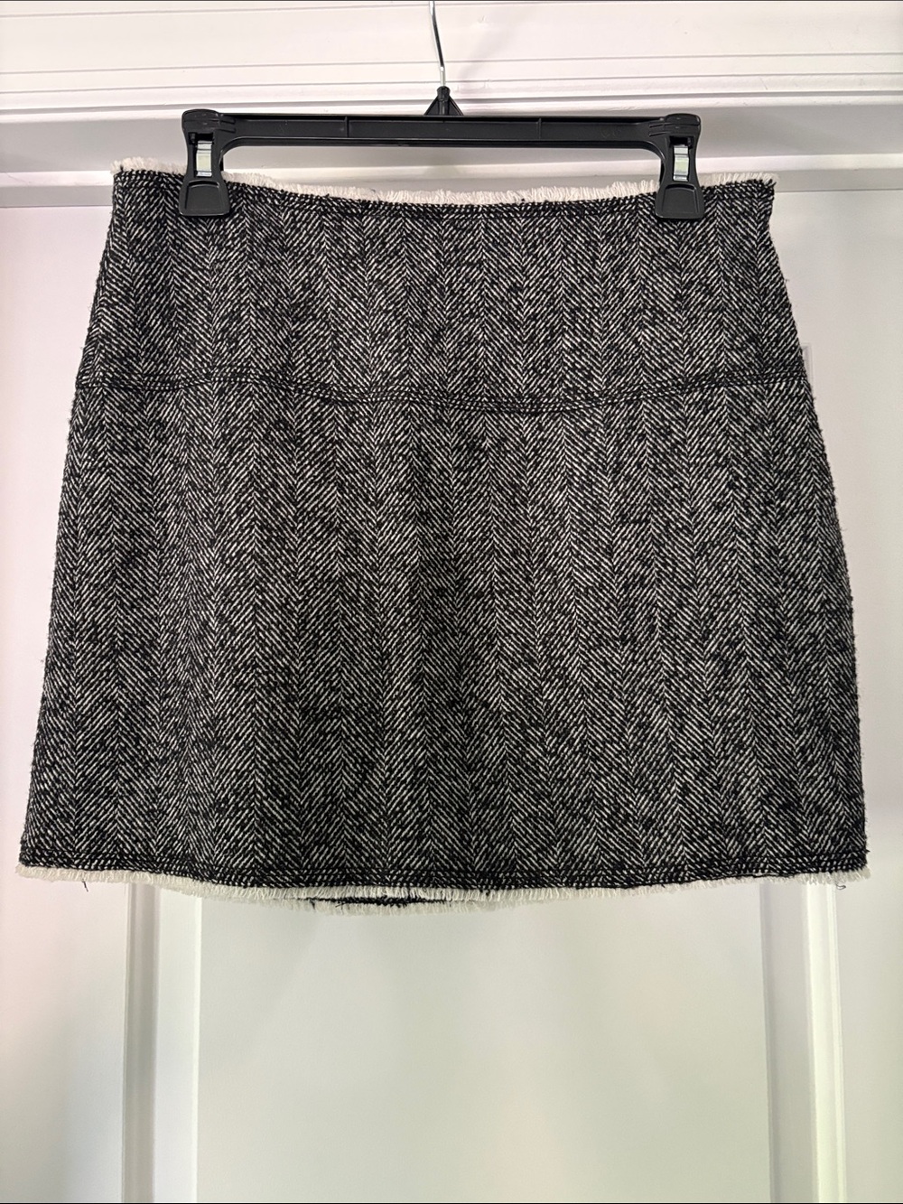 J. Crew Black and White Herringbone Mini Skirt